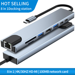 8 In 1 Usb tipo C RJ45 porta cavo di rete Hub SD TF Card Reader per Laptop e altri dispositivi di tipo c Hub Usb 8 porte CY037 - Product Image 5