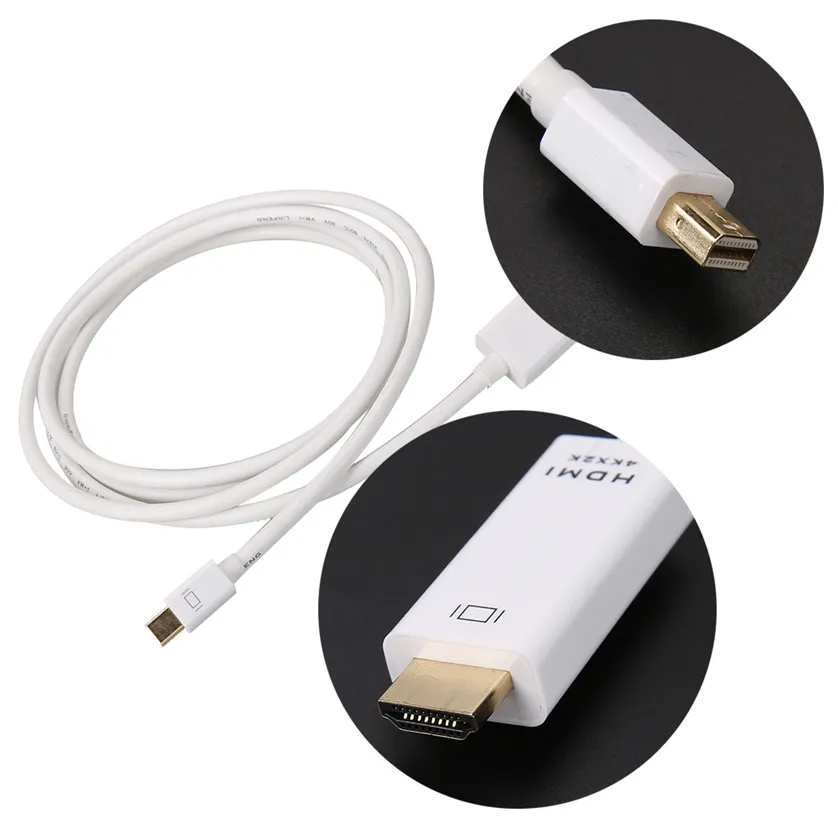 Câble Thunderbolt Mini DisplayPort DP vers HDMI 4K de 1.8m 3m Câble convertisseur mini DP mâle vers HDMI mâle pour Apple Macbook Pro mac