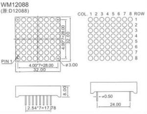 Houkem 12088 BW 32x32mm trắng Dot Ma Trận 3mm 8x8 LED ma trận hiển thị - Product Image 6