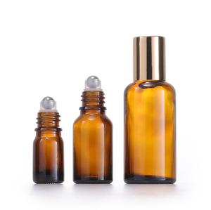 5ml 10ml 15ml 20ml 30ml 50ml空の琥珀色ガラスロールボトル付きメタルローラーボール付きブラック/ゴールドキャップエッセンシャルオイル香水用 - Product Image 3