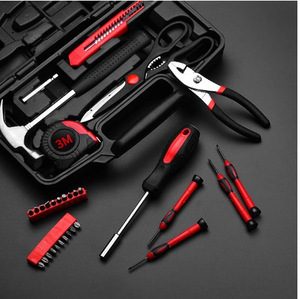 39 Piece <strong>Tool</strong> Set General Household Hand <strong>Kit</strong> With <strong>Red</strong> Plastic Toolbox Storage Case - Product Image 5