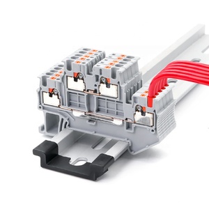 PTTB 1.5 Multi Level Feed Through Double Layer <strong>Push</strong> in Quick Screwless Wire 1.5mm 26-16AWG <strong>Spring</strong> Din Rail <strong>Terminal</strong> <strong>Block</strong> - Product Image 1