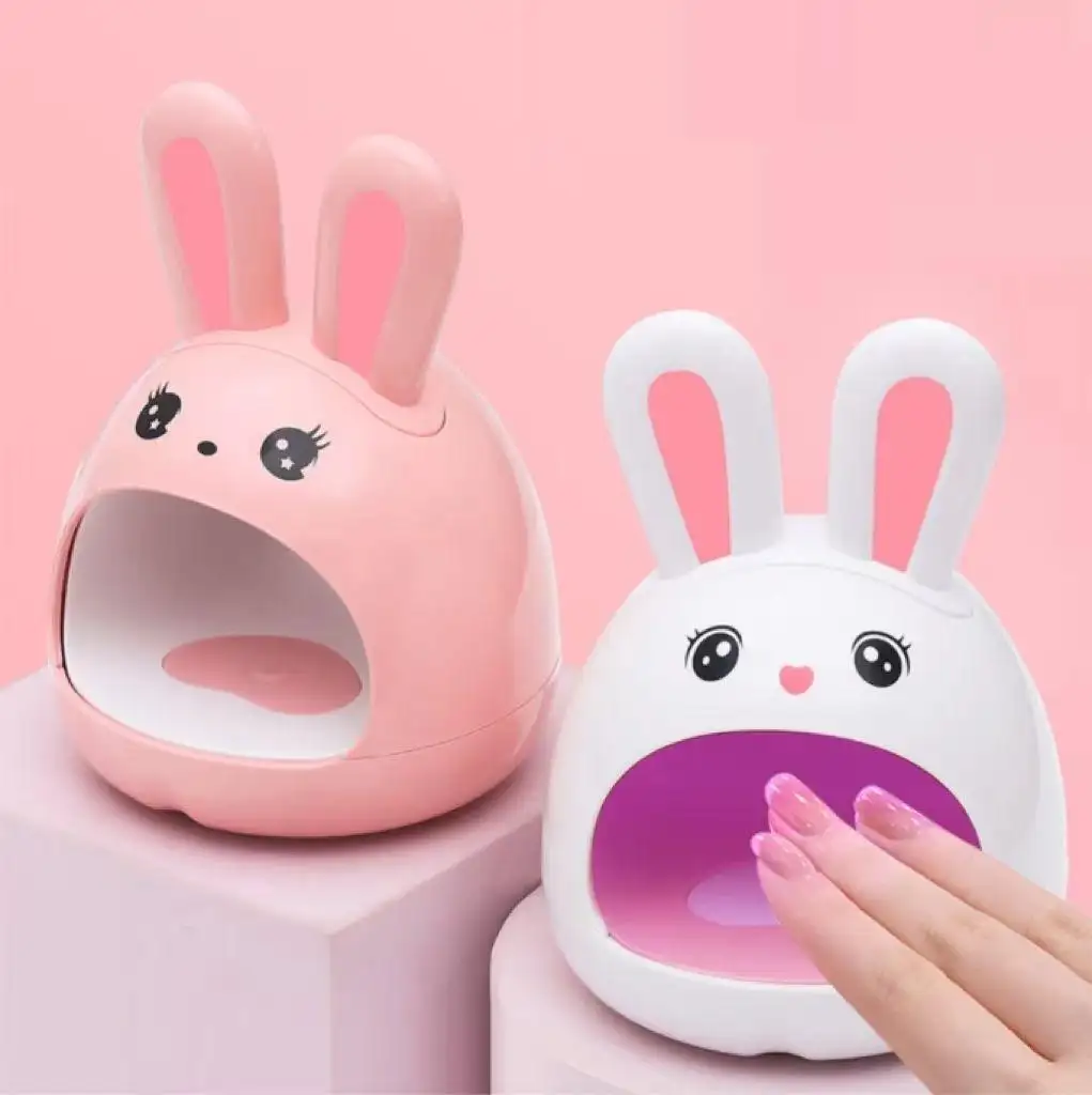 2023 New Cute Rabbit Smart USB Plug Dual Light Source Mini 8PCS LED Beads 24w Portable Pink White Uv Nail Lamp Dryer Machine