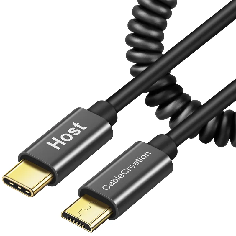 CableCreation OTG 코일 형 USB C 마이크로 USB OTG 480Mbps 유형 C 마이크로 USB 케이블