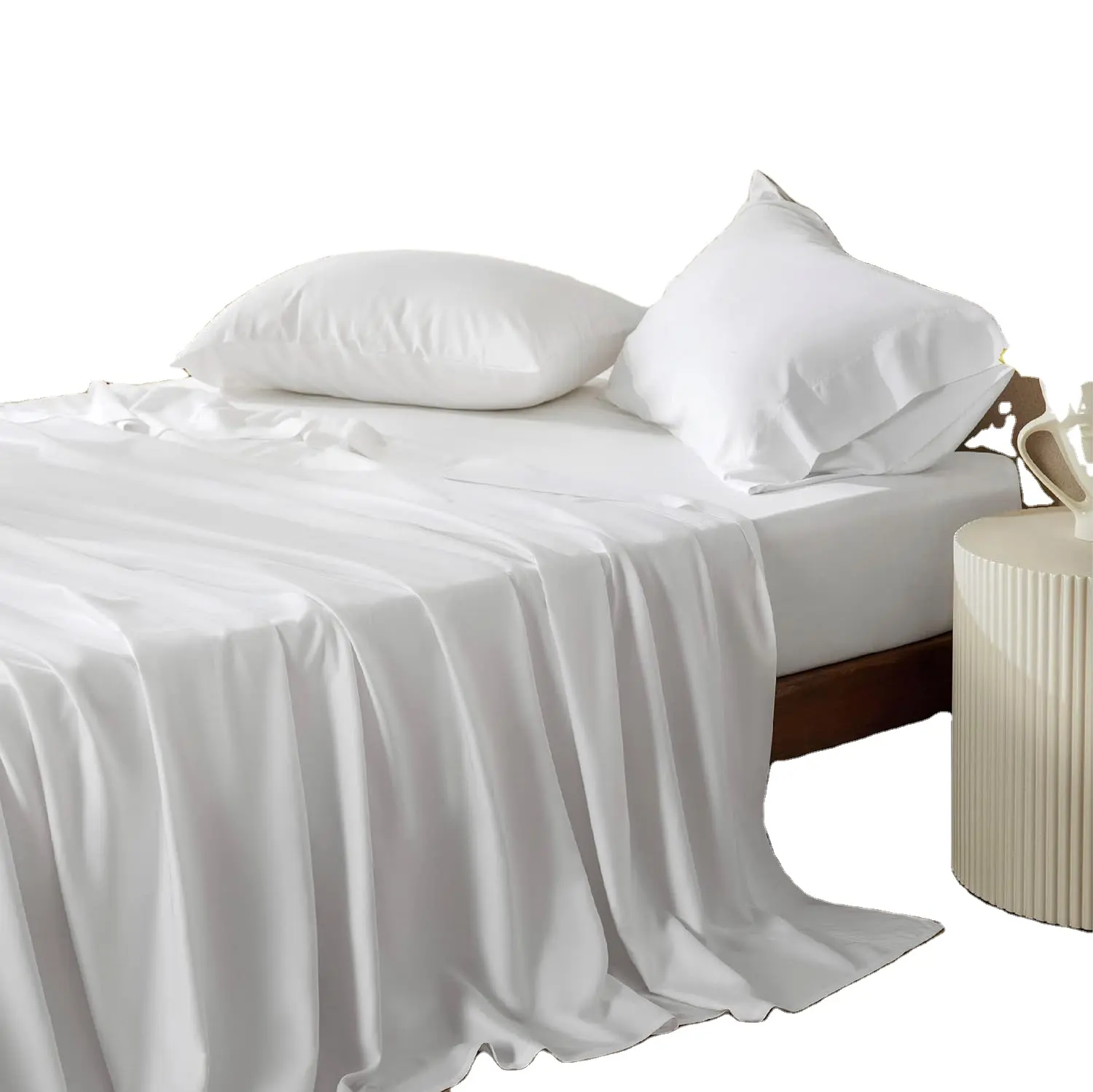 Set seprai tempat tidur hotel Populer penutup selimut putih manufaktur set seprai bambu organik seprai tempat tidur