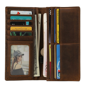 Cartera Biford Larga Personalizada de Cuero Genuino, Cartera de Cuero en Relieve, Cartera de Cuero Real, Monedero - Product Image 1