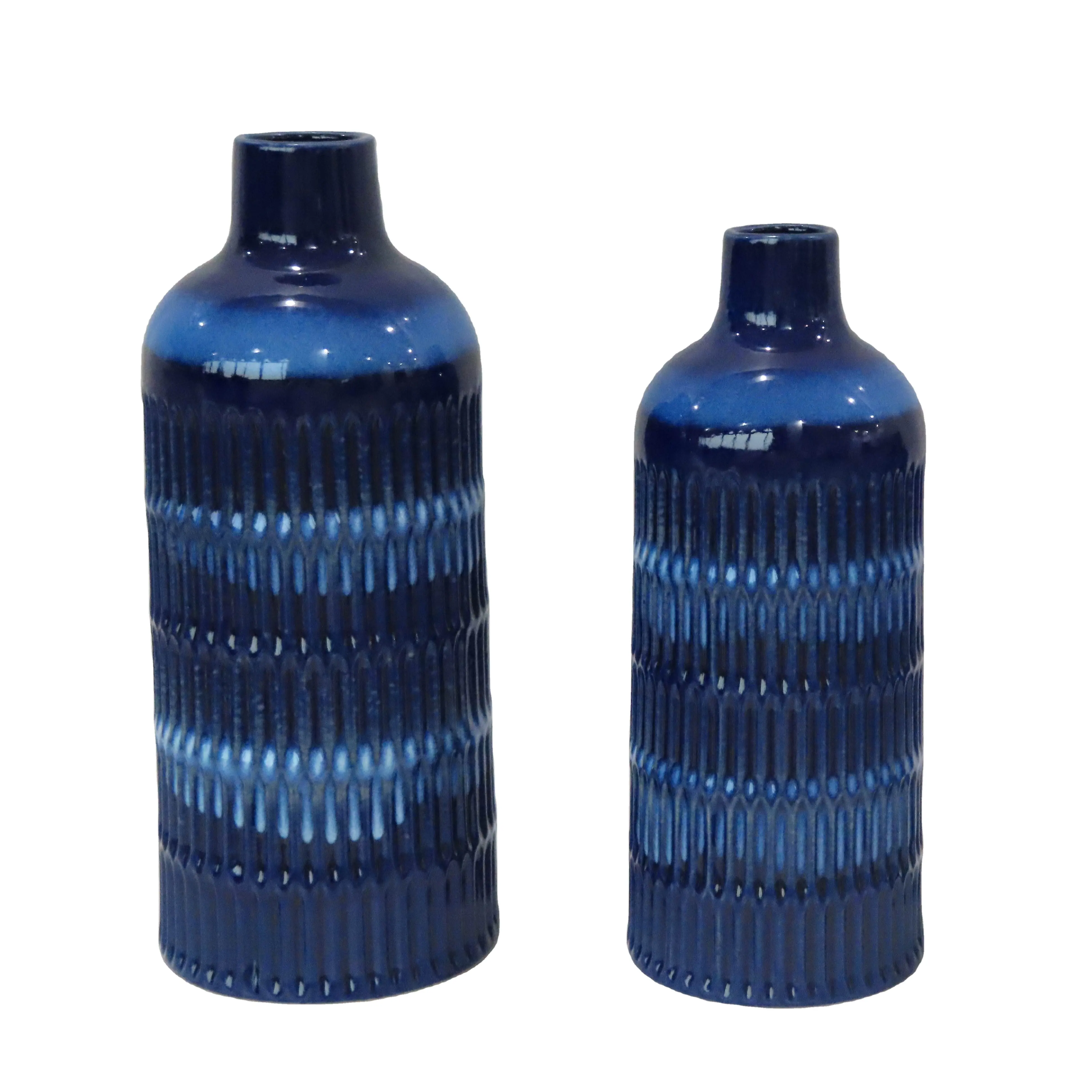 Vase en porcelaine bleu et blanc Style nordique européen porcelaine réactif flux glaçure Vase pour la décoration intérieure cadeaux et artisanat