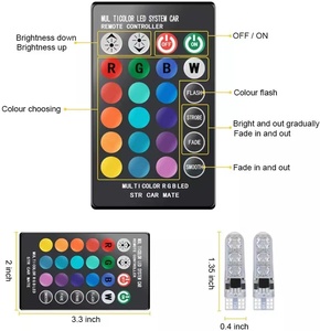 HAIZGリモコン付きLEDライトRGB W5W LED電球12V読書灯ナンバープレートライトT10LEDライト - Product Image 3
