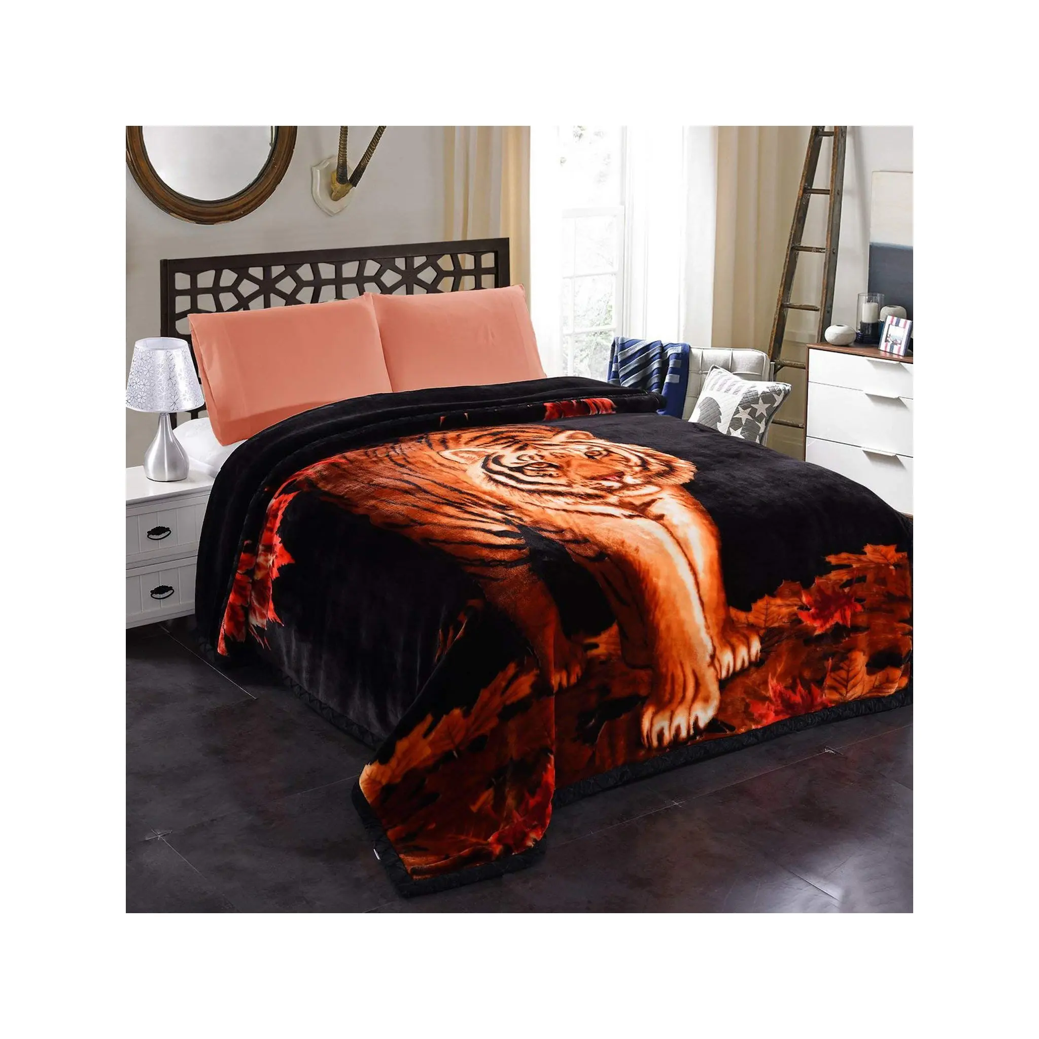 Cobertor de pelúcia fofo para cama, cobertor luxuoso com estampa de tigre, roupa de cama respirável de 2 lados A&B, novidade da moda, novidade da moda, novidade da moda, 2024