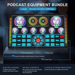 Nueva actualización, equipo de estudio de grabación, tarjeta de sonido y juego de mezclador, micrófono de condensador XLR, interfaz de Audio de transmisión en vivo, tarjetas de sonido - Product Image 3