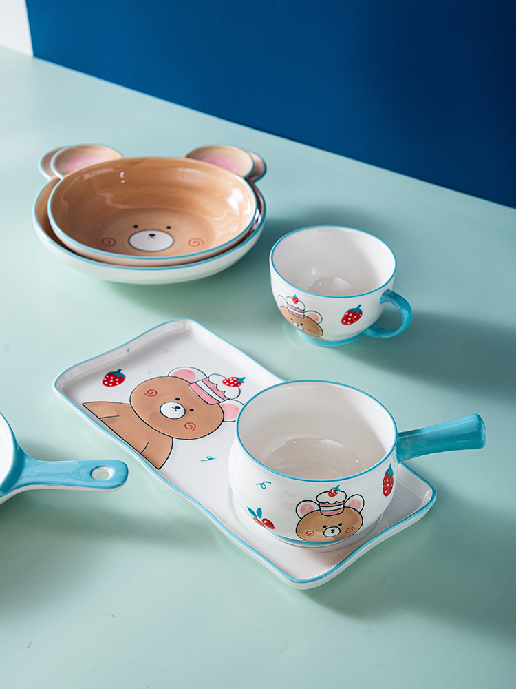 Hot sale little bear decal promotion ceramic porcelain China gift bake dish bakeware bowl plate soup bowl set dinnerware sets
