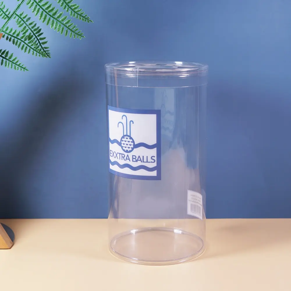 Design de cilindro de plástico redondo caixa de tubo personalizado bolas de tênis de animal de estimação transparente cilíndrico embalagem