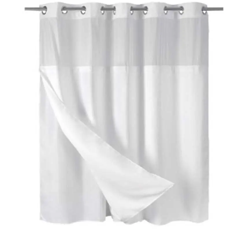 Cortina de ducha blanca de poliéster impermeable para baño europeo Popular con tamaño personalizado