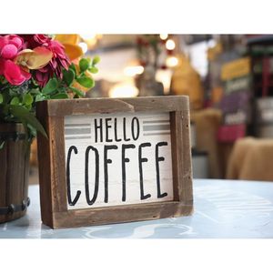 Parisloft Hello ป้ายกล่องไม้สำหรับตกแต่งห้องครัวบาร์กาแฟป้ายกาแฟทำจากไม้แนวชนบทใช้ในฟาร์มแบบอิสระ - Product Image 1