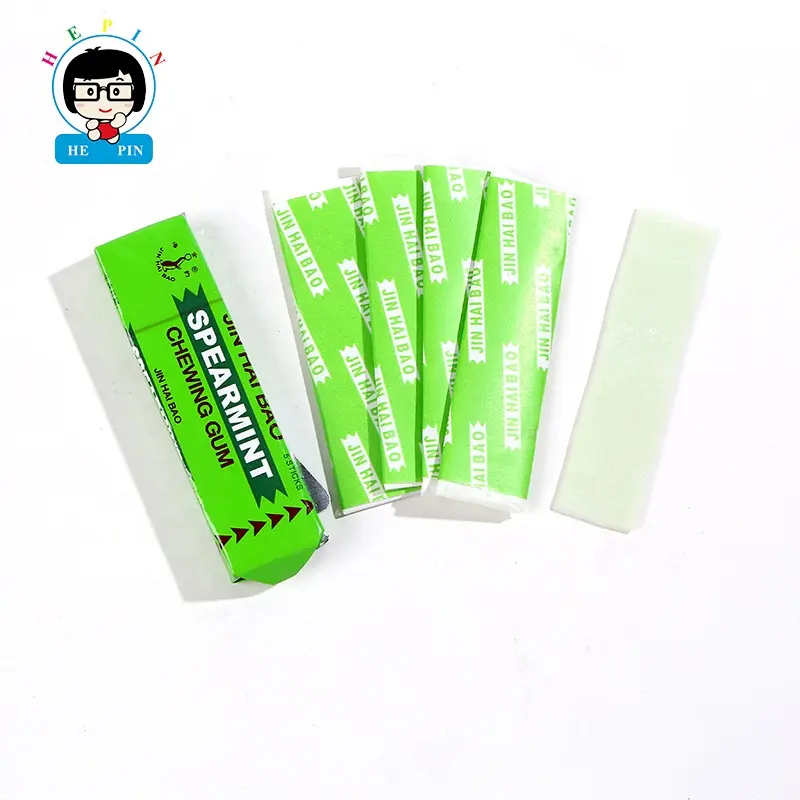 Goma de mascar Fabricante Atacado Boa qualidade Popular Halal 5 Sticks In 1 Goma de mascar Spearmint Sabor Mint Bubble Gum