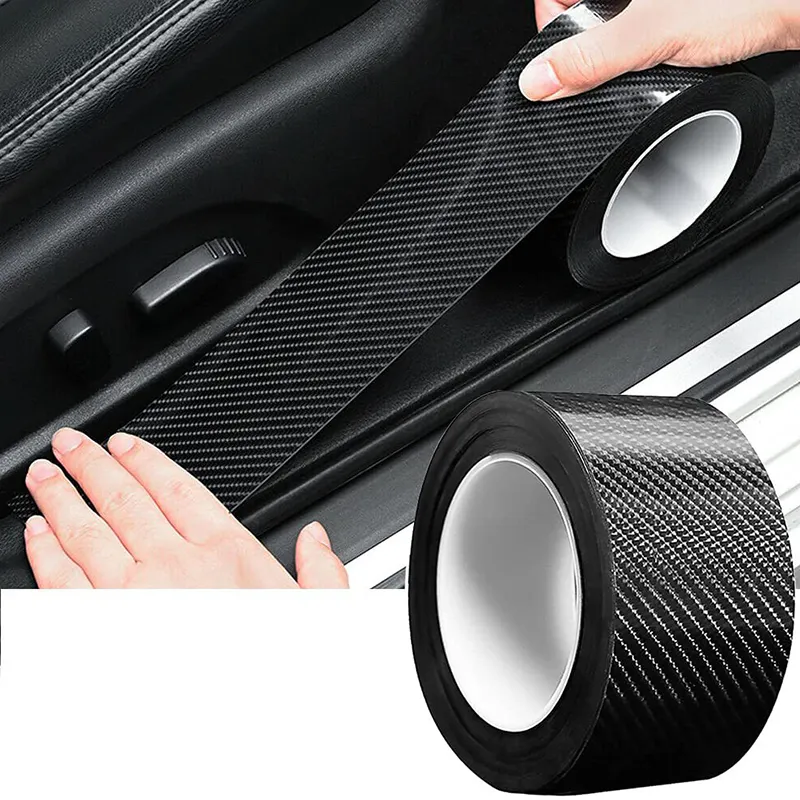 Calcomanías universales para el cuerpo del coche, película Nano impermeable de uso repetido 5D, fibra de carbono negra, para cubrir puertas y ventanas, pegatina de vinilo