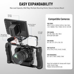 NEEWER Universal <strong>Camera</strong> Cage &amp; Top Handle with 3/8&quot; <strong>ARRI</strong> Locating Pins Kit Video Rig <strong>Camera</strong> Stabilizer with Dual Handgrips - Product Image 4
