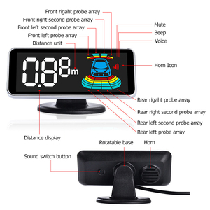 Vista trasera inversa automática para automóvil Asistencia de respaldo Sensor de estacionamiento de automóvil Pantalla LCD con 8 sensores para automóvil Universal - Product Image 3