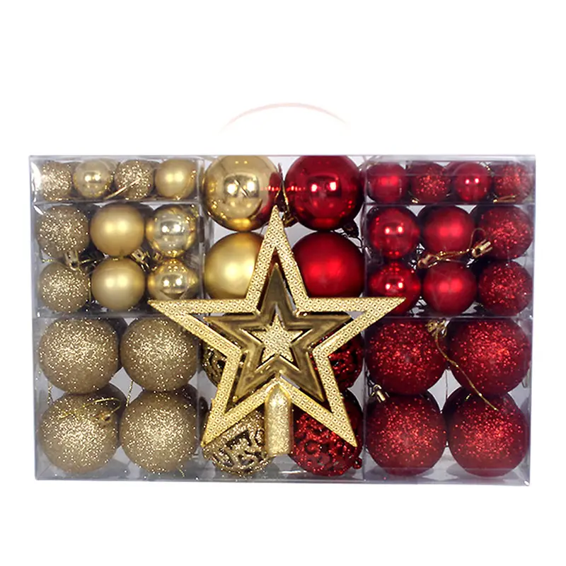 Juego de adornos de bolas de Navidad de 101 Uds., adorno de árbol colgante redondo surtido con impresión UV para fiestas navideñas, decoración del hogar