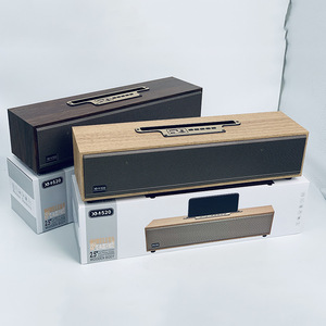 Redwingy XM520 altavoz inalámbrico de madera doble de 2,5 pulgadas con radio FM función TF/USB Super Bass estéreo soporte de madera altavoz de sonido - Product Image 5