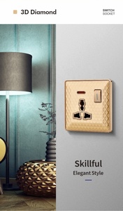 Tyelc 3D Diamond 1 Gang <strong>Switch</strong> MF 5 Pin 2 USB <strong>Socket</strong> British Power <strong>Socket</strong> Wall <strong>Switch</strong> <strong>Socket</strong> <strong>With</strong> USB Ports - Product Image 3