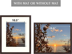 16x20 Picture <strong>Frames</strong> with Mat for 11x14 or 16x20 Picture Collage Gallery Wall <strong>Frame</strong> with Real Glass Brown Eco-friendly Wood SZTW - Product Image 6