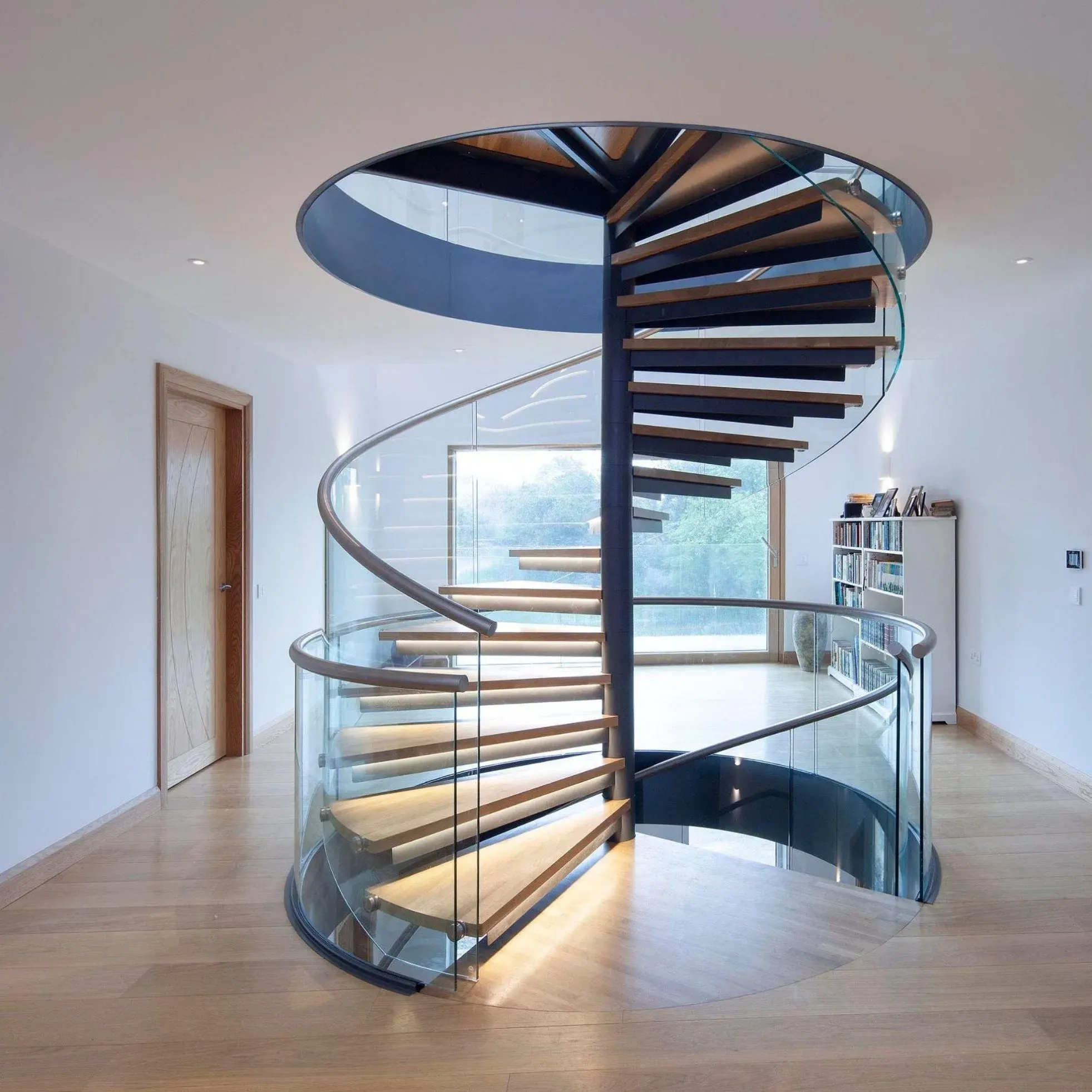 Tangga spiral kaca penjualan terbaik/tangga kayu tangga led