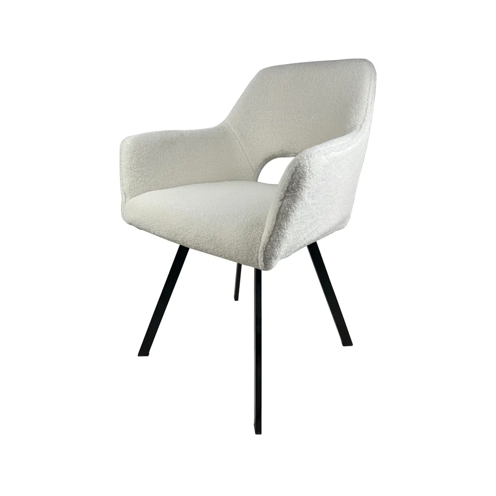 Modèle de fauteuil design nordique Chaises de salle à manger en peau d'agneau Mobilier de maison de restaurant Chaises de salle à manger en velours
