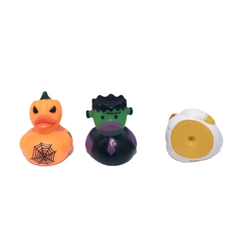 Оптовая продажа, набор товаров для Хэллоуина, маленькая резиновая игрушка для ванны, желтая виниловая утка с логотипом на заказ