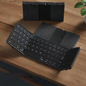 Teclas sin sonido plegables triples portátiles teclados inalámbricos Bluetooth con cubierta trasera de cuero para ordenador portátil teléfono - Product Image 2