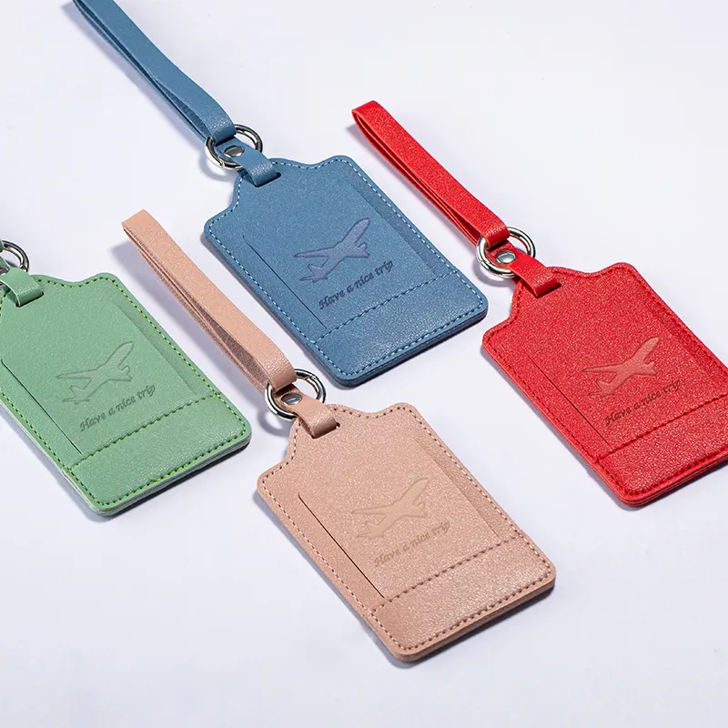 Wholesale passport holder custom PU leather cover travel accessories luggage tags with photo booth