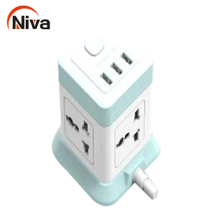 Adaptador de enchufe de extensión múltiple, diseño moderno, con 3 enchufes de salida usb, extensión de enchufe eléctrico - Product Image 4