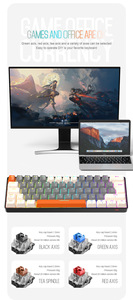 Free Wolf T60 Mechanical Keyboard Color Matching Customized <strong>Notebook</strong> Office <strong>Computer</strong> 62 Keys Russian Luminous Game Keyboard - Product Image 2