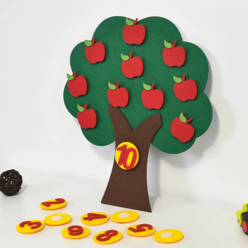 Handgemaakte Niet-geweven Stof Kids Speelgoed Vilt Tree Voor Leren Gezicht-Vormige Vilt Onderwijs Speelgoed