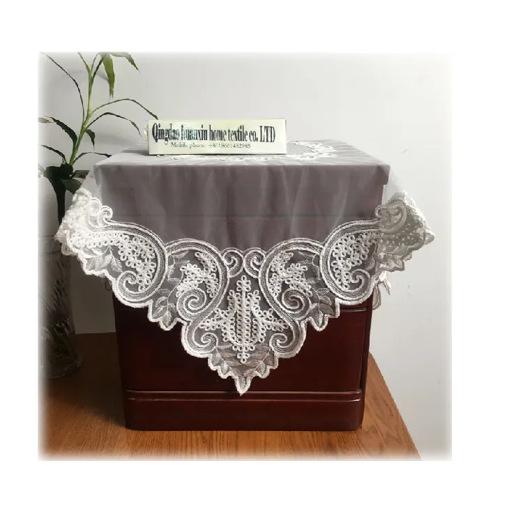 Nappe de table brodée en organza, blanc, européenne, couvre-siège en dentelle