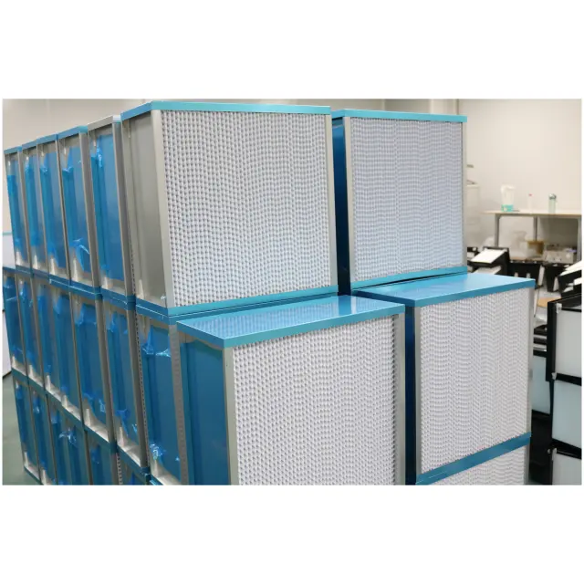 Pemisah aluminium efisiensi tinggi serat kaca HEPA berlipat dalam/bingkai aluminium HVAC industri HEPA Filter udara H13 H14