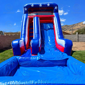 Tobogán de agua inflable palmera mármol azul Nip deslizamiento en un tobogán de agua con piscina para la venta - Product Image 3