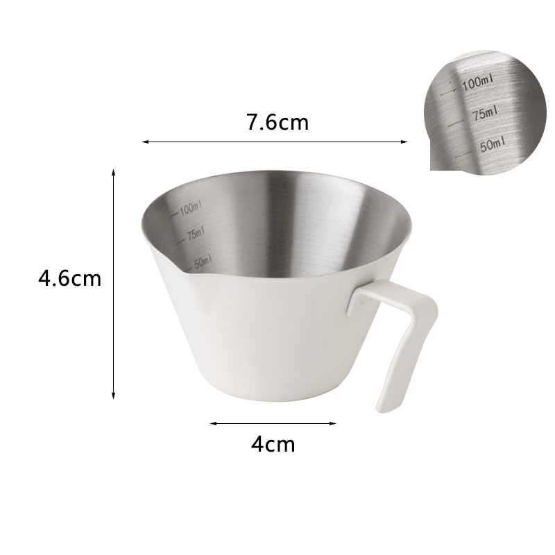 Taza de extracción de café con mango en forma de 7, blanca - 100 ml