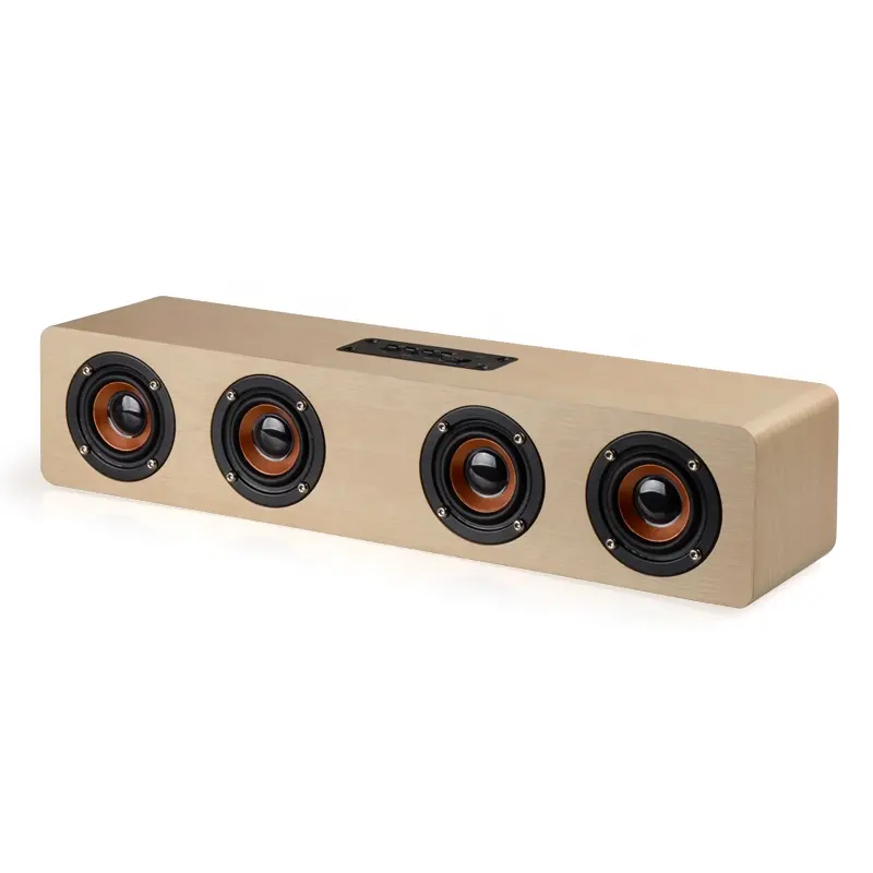 Altavoz inalámbrico de madera para cine en casa, barra de sonido de 20W, 4 altavoces, sistema de sonido HIFI