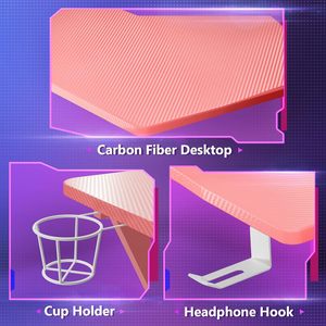 Nova Chegada Mesa De Jogo Rgb Com Quarto De Luzes Escritório Rosa Gaming Desk Fábrica Vendas Diretas Mesa Do Computador Desktop