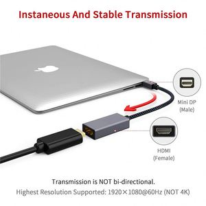 อะแดปเตอร์แปลง DisplayPort เป็น HDMI,อะแดปเตอร์ HDMI รองรับ1920X1080 @ 60Hz Mini DP เป็น HDMI ตัวผู้ไปยังตัวเมีย Thunderbolt เป็นสาย HDMI