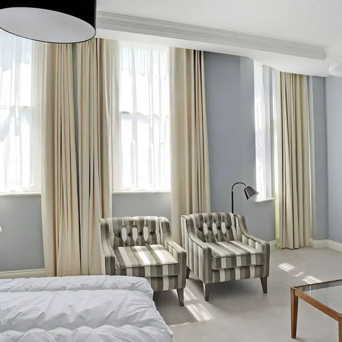 Cortina de apagão de luxo personalizada, cortinas usadas para tratamento de janela de hotel rasplefold