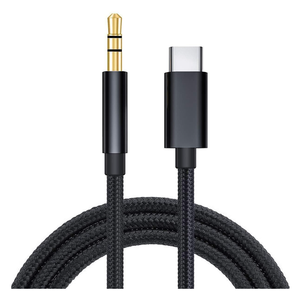 Chaqueta de PVC de 3 polos de 3,5mm Cable de audio estéreo Combinación de blindaje Convertir Tipo-c AUX para uso en automóvil - Product Image 1