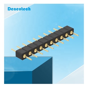 Denentech หัวหมุดกลมกลมตรงขนาด2.54มม. ตัวเครื่องทองเหลืองชุบทองสำหรับตัวเลือกพิน3P 6P 14P - Product Image 3