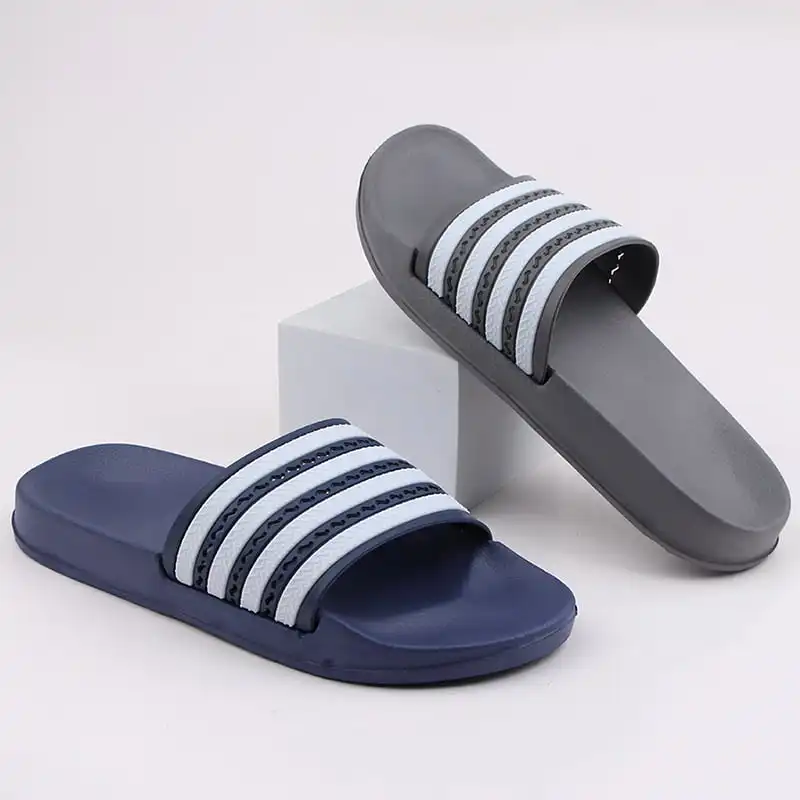 Zapatillas de baño de EVA para hombre, chanclas masculinas de estilo a rayas, para interiores y exteriores, para verano