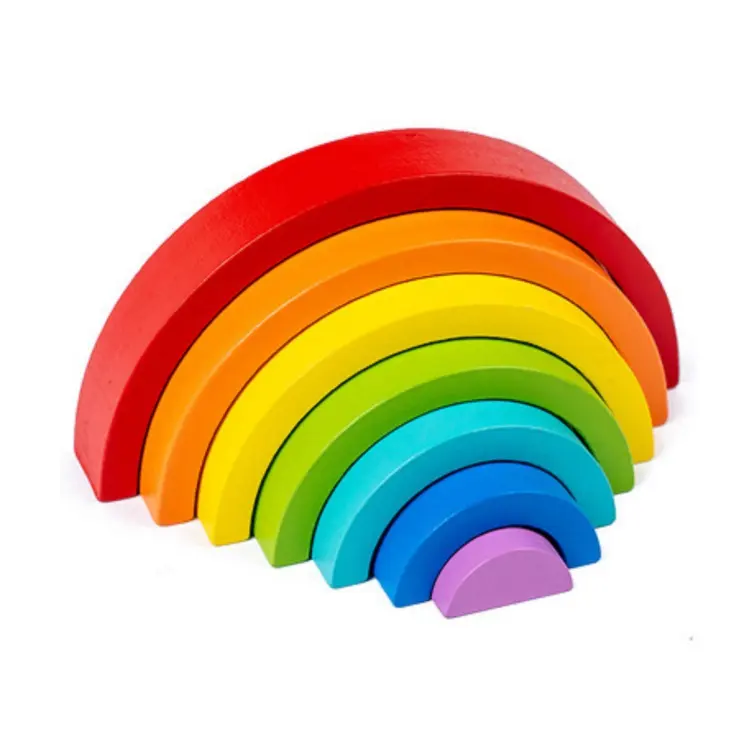Bambini ragazzo ragazza nidificazione blocchi Puzzle Tunnel impilamento gioco costruzione forma di colore creativo apprendimento giocattolo Set impilatore arcobaleno in legno
