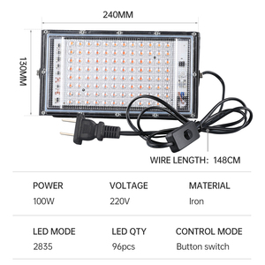 Yeni tam spektrum projektör lambası projektör 100 W fiş AC220V su geçirmez ışık 100 watt kapalı büyüme ışık için ışık büyümeye yol açtı - Product Image 2