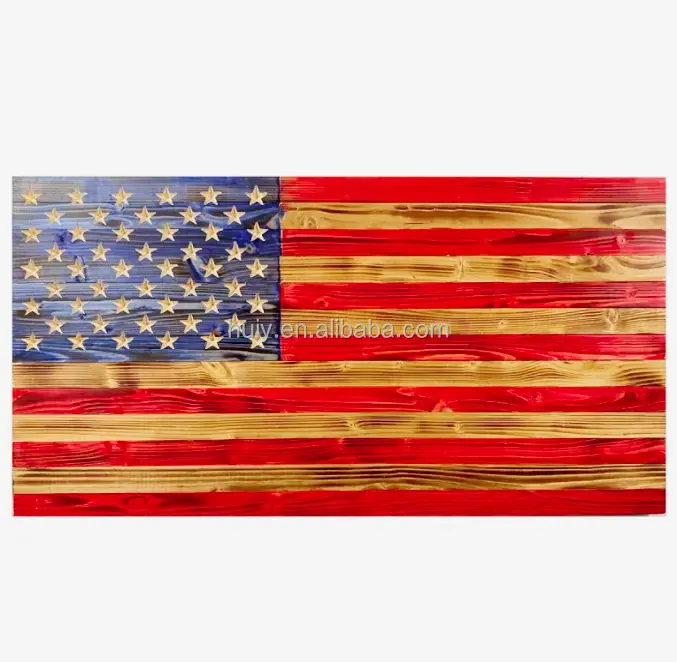 Factory Custom Rustieke Natuurlijke Houten Muur Art Decor Handgemaakte Houten Amerikaanse Vlag