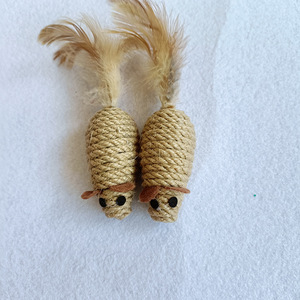羽の尾の猫のおもちゃのペット製品とサイザル麻のマウス - Product Image 3
