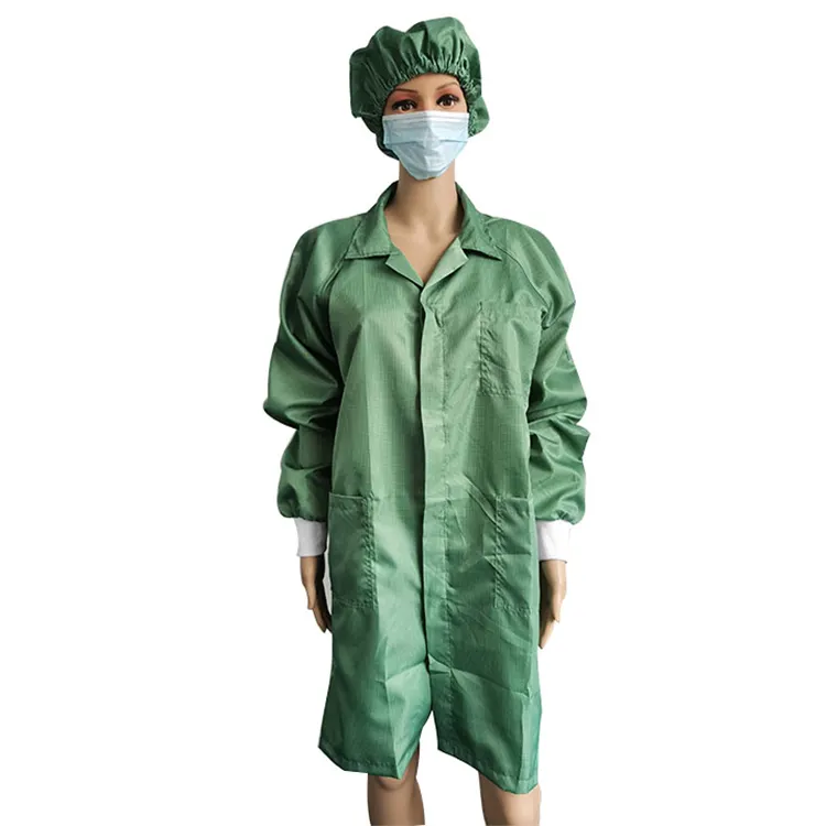 ALLESD seragam ESD pakaian bengkel warna hijau, baju pembersih Anti statis untuk ruang pembersih